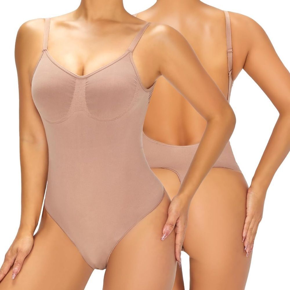 Mobeso Low Back Shapewear Bodysuit Size L Nude